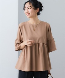 【UVカット】ストレッチバックリボンデザインチュニックブラウス