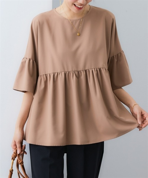 7days Life Styling(セブンデイズライフスタイリング)の「【UVカット】ストレッチバックリボンデザインチュニックブラウス(シャツ/ブラウス・レディース・モカ/ネイビー・S/M/L/LL)」の9枚目の写真