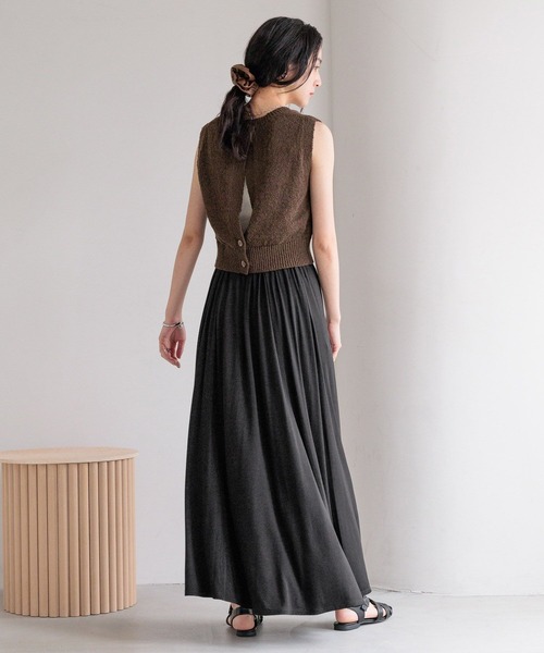 LOWRYS FARM（ローリーズファーム）の「カットギャザーロングスカート　499383（スカート・レディース・アイボリー/ブラック/グレー/ブラウン・FREE）」の10枚目の写真