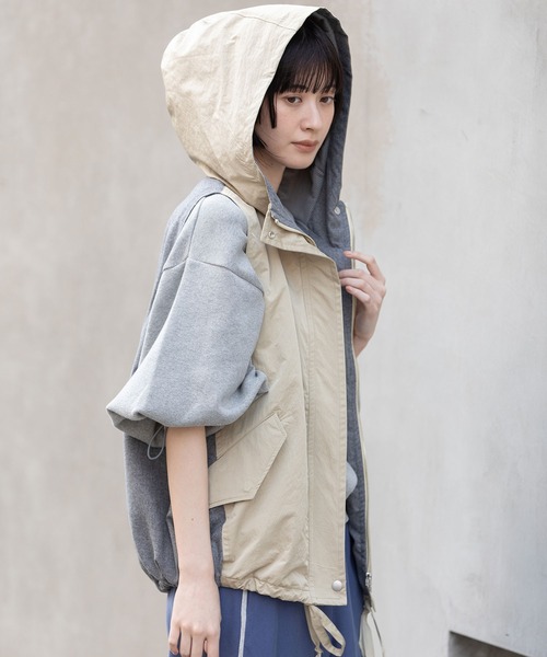 Munich（ミューニック）の「【軽量】【イージーケア】【吸水・速乾性】ツイル×梳毛調合繊×octaフーデットジレ（その他アウター・レディース・ブラック/ベージュ/ネイビー・FREE）」の19枚目の写真