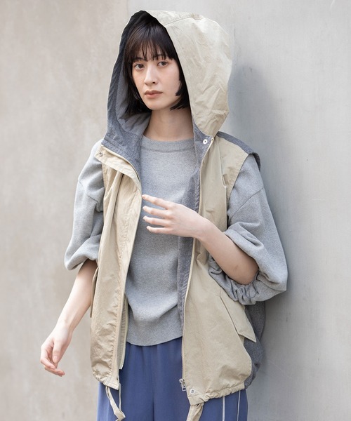 Munich（ミューニック）の「【軽量】【イージーケア】【吸水・速乾性】ツイル×梳毛調合繊×octaフーデットジレ（その他アウター・レディース・ブラック/ベージュ/ネイビー・FREE）」の20枚目の写真