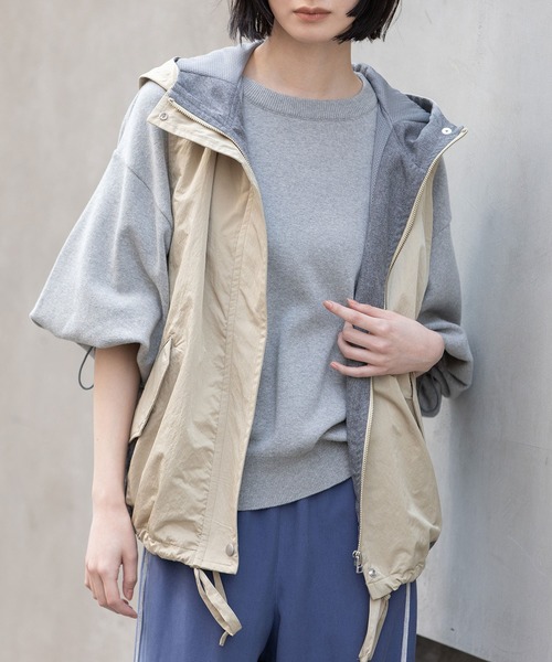 Munich（ミューニック）の「【軽量】【イージーケア】【吸水・速乾性】ツイル×梳毛調合繊×octaフーデットジレ（その他アウター・レディース・ブラック/ベージュ/ネイビー・FREE）」の17枚目の写真