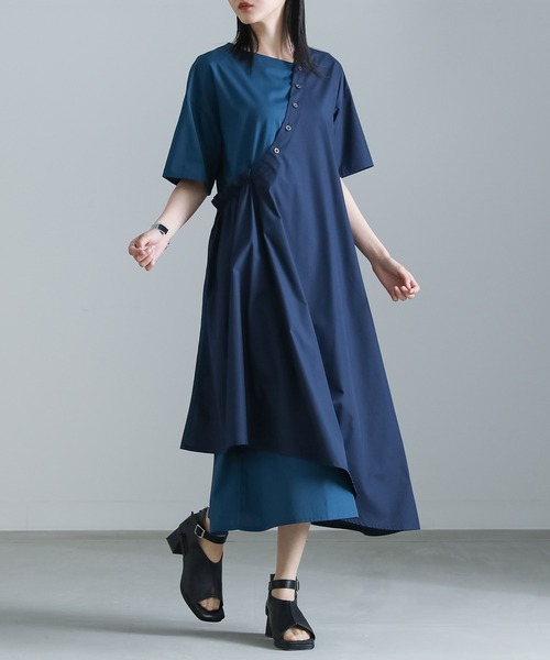 kOhAKU（コハク）の「『配色アシンメトリーワンピース』（ワンピース・レディース・ブラック/ネイビー・2/1）」の2枚目の写真