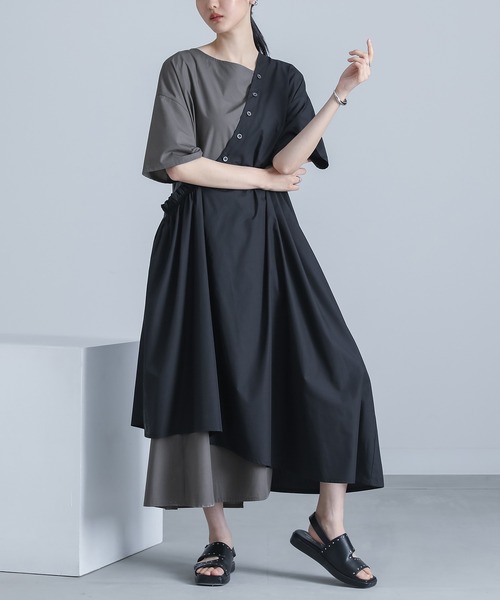 kOhAKU（コハク）の「『配色アシンメトリーワンピース』（ワンピース・レディース・ブラック/ネイビー・2/1）」の4枚目の写真