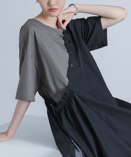 kOhAKU（コハク）の「『配色アシンメトリーワンピース』（ワンピース・レディース・ブラック/ネイビー・2/1）」の6枚目の写真