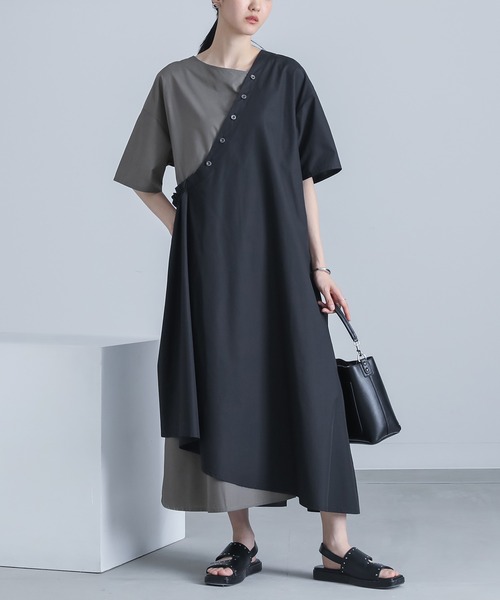 kOhAKU（コハク）の「『配色アシンメトリーワンピース』（ワンピース・レディース・ブラック/ネイビー・2/1）」の7枚目の写真