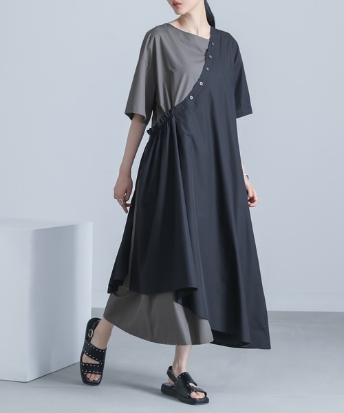 kOhAKU（コハク）の「『配色アシンメトリーワンピース』（ワンピース・レディース・ブラック/ネイビー・2/1）」の3枚目の写真