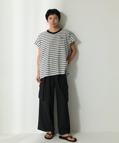 Brown&Street(ブラウンアンドストリート)の「HelloボーダーT(Tシャツ/カットソー・レディース・ブラック/ホワイト・FREE)」の4枚目の写真