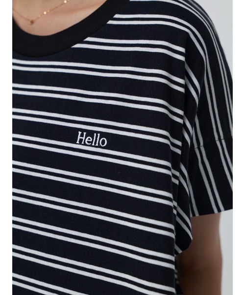 Brown&Street(ブラウンアンドストリート)の「HelloボーダーT(Tシャツ/カットソー・レディース・ブラック/ホワイト・FREE)」の9枚目の写真