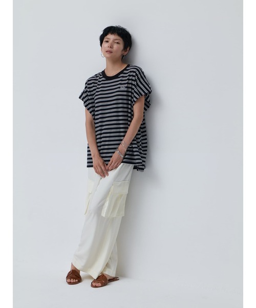 Brown&Street(ブラウンアンドストリート)の「HelloボーダーT(Tシャツ/カットソー・レディース・ブラック/ホワイト・FREE)」の13枚目の写真