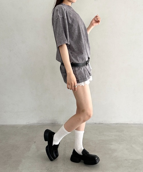 Bamm(バム)の「ヴィンテージ加工ピグメント半袖Tシャツ(Tシャツ/カットソー・レディース・グレー/ブルー/ブラック/カーキ/ベージュ・M/L/XL)」の17枚目の写真