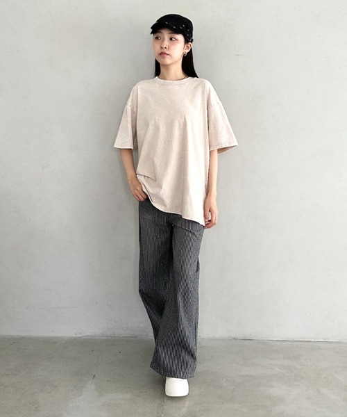 Bamm(バム)の「ヴィンテージ加工ピグメント半袖Tシャツ(Tシャツ/カットソー・レディース・グレー/ブルー/ブラック/カーキ/ベージュ・M/L/XL)」の21枚目の写真
