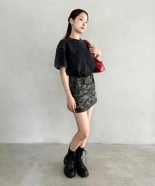 Bamm(バム)の「ヴィンテージ加工ピグメント半袖Tシャツ(Tシャツ/カットソー・レディース・グレー/ブルー/ブラック/カーキ/ベージュ・M/L/XL)」の10枚目の写真