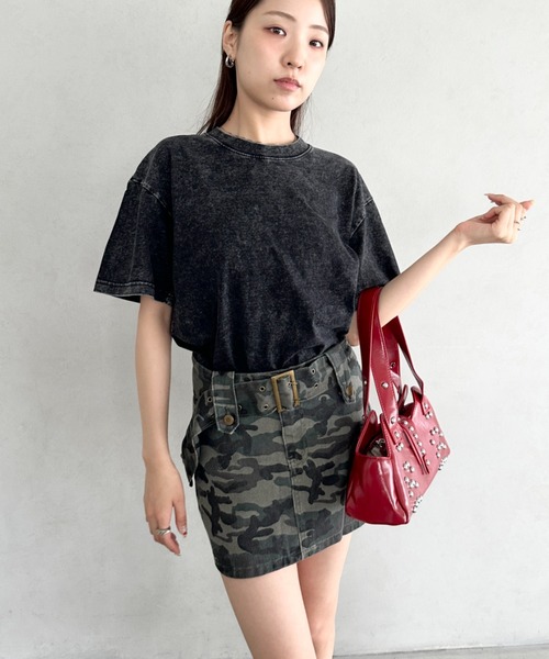 Bamm(バム)の「ヴィンテージ加工ピグメント半袖Tシャツ(Tシャツ/カットソー・レディース・グレー/ブルー/ブラック/カーキ/ベージュ・M/L/XL)」の8枚目の写真