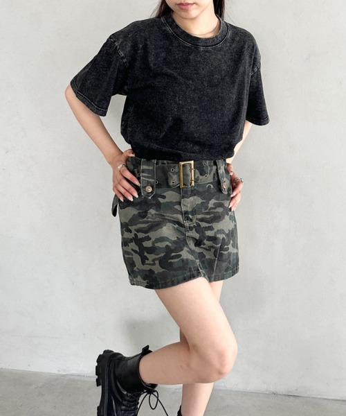 Bamm(バム)の「ヴィンテージ加工ピグメント半袖Tシャツ(Tシャツ/カットソー・レディース・グレー/ブルー/ブラック/カーキ/ベージュ・M/L/XL)」の9枚目の写真