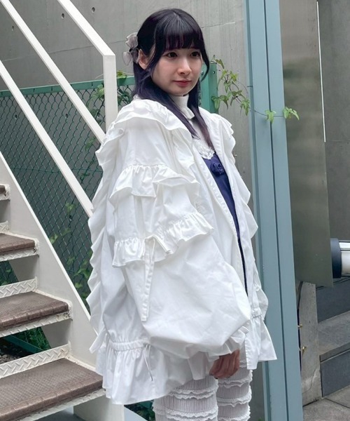 Candy Stripper（キャンディストリッパー）の「FRILL ブルゾン（ブルゾン・レディース・ピンク/オフホワイト/ホワイト×ブラック/ブラック・FREE）」の20枚目の写真