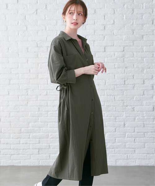 ikka（イッカ）の「コットンスキッパーシャツワンピース（ワンピース・レディース・ブルー/モカ/ダークグリーン・L/M/S）」の4枚目の写真