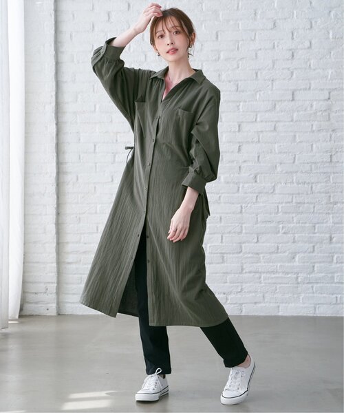 ikka（イッカ）の「コットンスキッパーシャツワンピース（ワンピース・レディース・ブルー/モカ/ダークグリーン・L/M/S）」の6枚目の写真