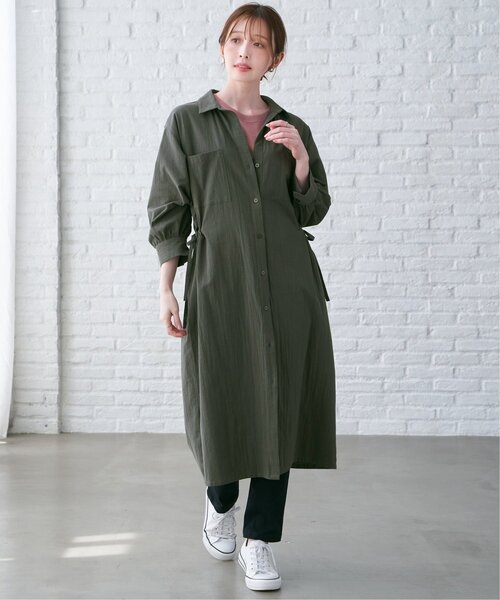 ikka（イッカ）の「コットンスキッパーシャツワンピース（ワンピース・レディース・ブルー/モカ/ダークグリーン・L/M/S）」の7枚目の写真