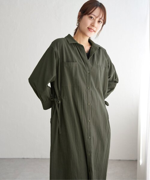 ikka（イッカ）の「コットンスキッパーシャツワンピース（ワンピース・レディース・ブルー/モカ/ダークグリーン・L/M/S）」の13枚目の写真