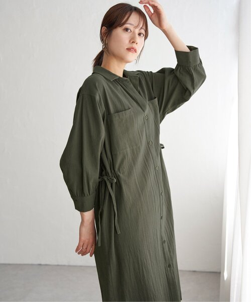ikka（イッカ）の「コットンスキッパーシャツワンピース（ワンピース・レディース・ブルー/モカ/ダークグリーン・L/M/S）」の14枚目の写真