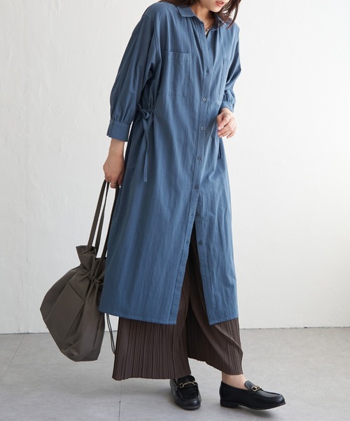 ikka（イッカ）の「コットンスキッパーシャツワンピース（ワンピース・レディース・ブルー/モカ/ダークグリーン・L/M/S）」の3枚目の写真