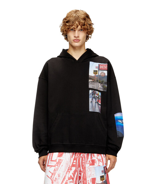 DIESEL(ディーゼル)の「メンズ リラックスフィットプルオーバーパーカー S-BOXT-HOOD-T6(パーカー・メンズ・ブラック・LARGE/XXX-LARGE/MEDIUM/SMALL/X-SMALL/X-LARGE/XX-LARGE)」の4枚目の写真