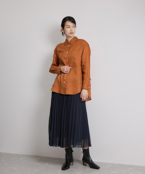 ROPE'(ロペ)の「ヨーロピアンリネンレギュラーシャツ/イージーケア(シャツ/ブラウス・レディース・ブラック/ネイビー/ブラウン/オフホワイト・FREE)」の12枚目の写真