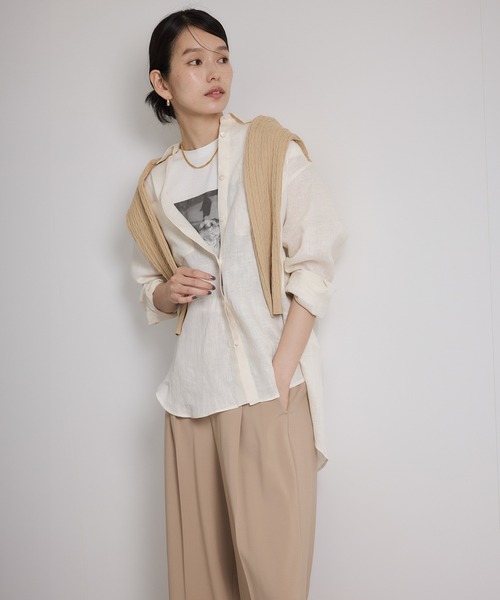 ROPE'(ロペ)の「ヨーロピアンリネンレギュラーシャツ/イージーケア(シャツ/ブラウス・レディース・ブラック/ネイビー/ブラウン/オフホワイト・FREE)」の15枚目の写真