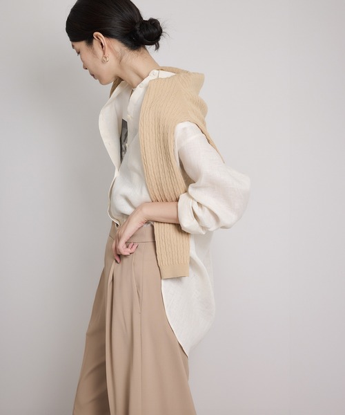 ROPE'(ロペ)の「ヨーロピアンリネンレギュラーシャツ/イージーケア(シャツ/ブラウス・レディース・ブラック/ネイビー/ブラウン/オフホワイト・FREE)」の16枚目の写真