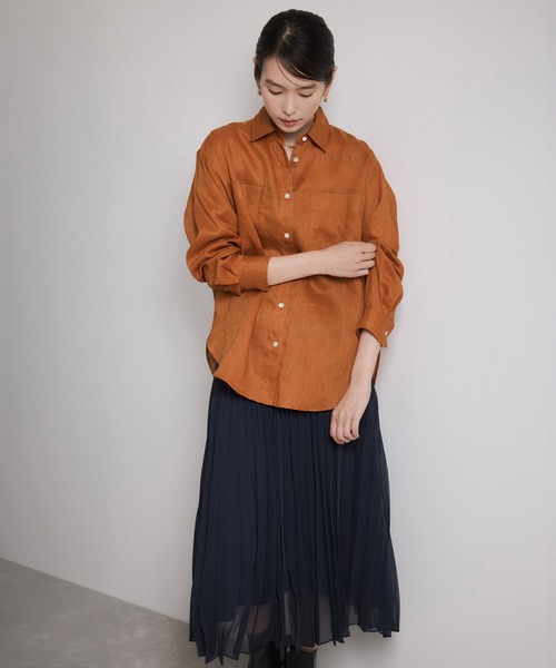 ROPE'(ロペ)の「ヨーロピアンリネンレギュラーシャツ/イージーケア(シャツ/ブラウス・レディース・ブラック/ネイビー/ブラウン/オフホワイト・FREE)」の21枚目の写真