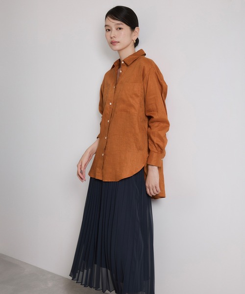 ROPE'(ロペ)の「ヨーロピアンリネンレギュラーシャツ/イージーケア(シャツ/ブラウス・レディース・ブラック/ネイビー/ブラウン/オフホワイト・FREE)」の11枚目の写真