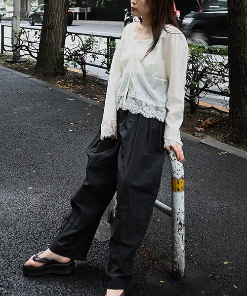 【willfully】tuck wide panel nylon パンツ セール】tuck wide panel nylon PT（その他パンツ）｜WILLFULLY