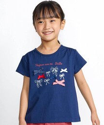 BeBe（ベベ）の「リボンいっぱい半袖天竺Tシャツ(90~150cm)（Tシャツ/カットソー・キッズ）」