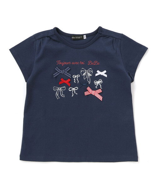 BeBe（ベベ）の「リボンいっぱい半袖天竺Tシャツ(90~150cm)（Tシャツ/カットソー・キッズ・イエロー/ネイビー・140cm/120cm/150cm/130cm/110cm）」の9枚目の写真