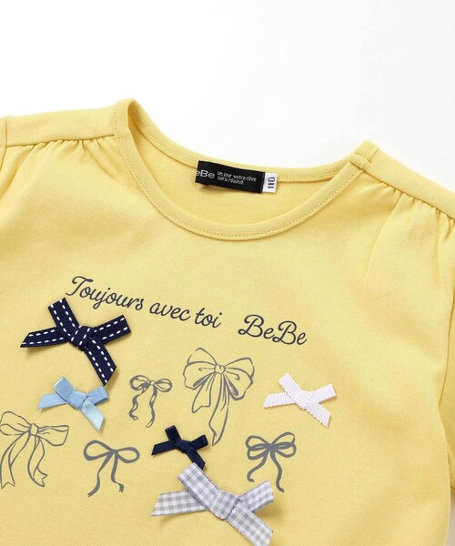 BeBe（ベベ）の「リボンいっぱい半袖天竺Tシャツ(90~150cm)（Tシャツ/カットソー・キッズ・イエロー/ネイビー・140cm/120cm/150cm/130cm/110cm）」の4枚目の写真