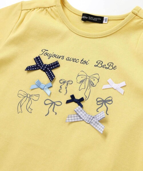 BeBe（ベベ）の「リボンいっぱい半袖天竺Tシャツ(90~150cm)（Tシャツ/カットソー・キッズ・イエロー/ネイビー・140cm/120cm/150cm/130cm/110cm）」の5枚目の写真