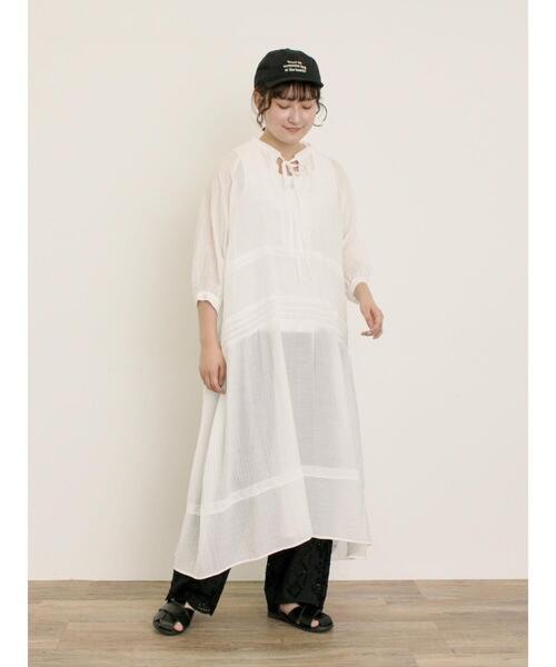 Samansa Mos2（サマンサ モスモス）の「【S/Mサイズ】◎レース切替ワンピース（ワンピース・レディース・オフホワイト/ピンク/ブラック・S/M）」の2枚目の写真