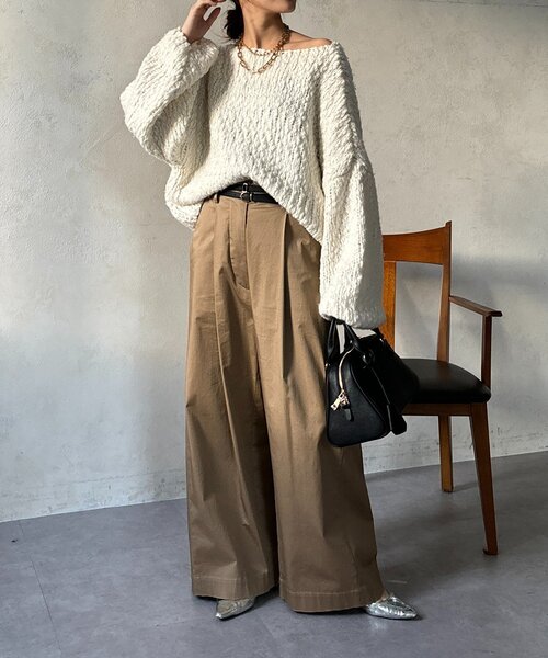 DouDou（ドゥドゥ）の「ストレッチサテンバレルパンツ（その他パンツ・レディース・ベージュ/ブラック・FREE/TM）」の14枚目の写真