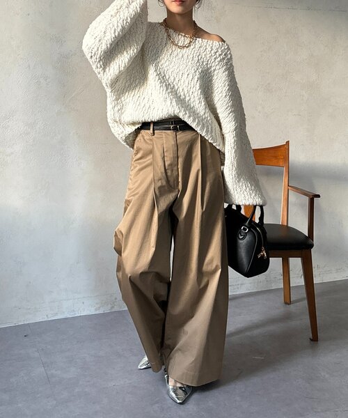 DouDou（ドゥドゥ）の「ストレッチサテンバレルパンツ（その他パンツ・レディース・ベージュ/ブラック・FREE/TM）」の16枚目の写真