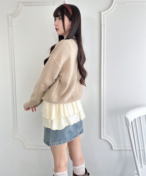 Loueme（ルエム）の「裾フリルティアードハイネックトップス（Tシャツ/カットソー・レディース・ホワイト/ブラウン・FREE）」の12枚目の写真