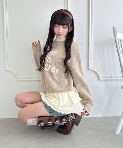 Loueme（ルエム）の「裾フリルティアードハイネックトップス（Tシャツ/カットソー・レディース・ホワイト/ブラウン・FREE）」の11枚目の写真