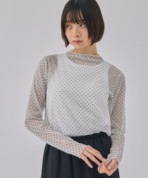 Unblend | 【Unblend】ドット柄シアー長袖トップス(Tシャツ/カットソー)