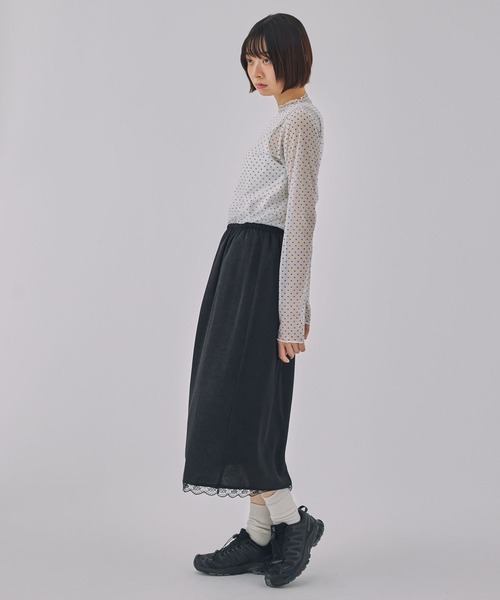 Unblend（アンブレンド）の「【Unblend】ドット柄シアー長袖トップス（Tシャツ/カットソー・レディース・ライトブルー/ブラック/オフホワイト・FREE）」の18枚目の写真