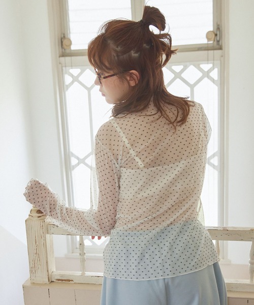 メルカドット Unblend】ドット柄シアー長袖トップス MONO-MART LADY'S│MONO