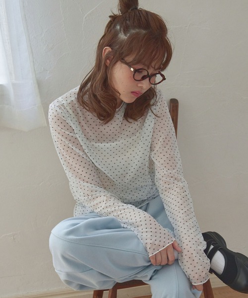 メルカドット Unblend】ドット柄シアー長袖トップス MONO-MART LADY'S│MONO