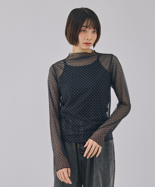 ストロベリープリント シースルー長袖トップス ストロベリープリント シースルー長袖トップス ストロベリープリント