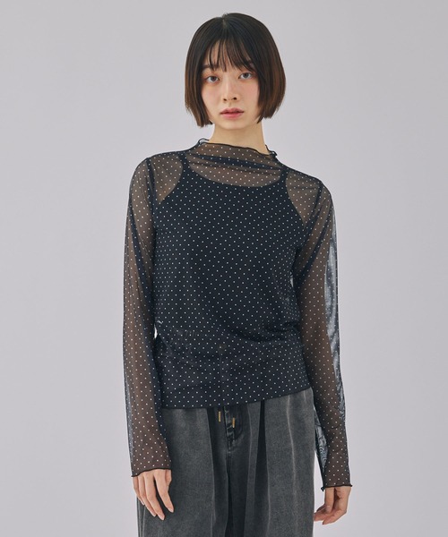 メルカドット Unblend】ドット柄シアー長袖トップス MONO-MART LADY'S│MONO