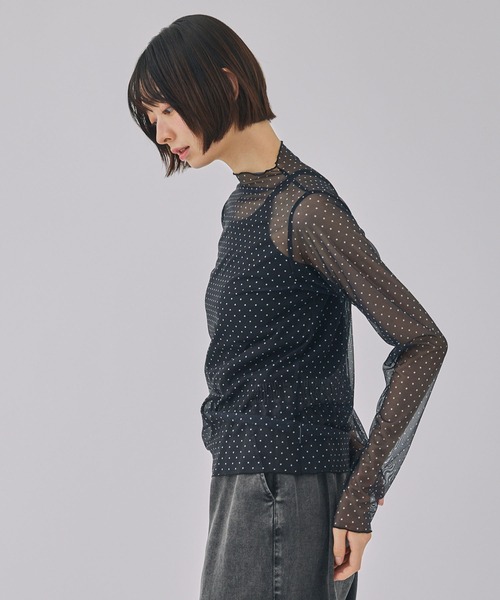 Unblend】ドット柄シアー長袖トップス Unblend│MONO-MART [モノマート