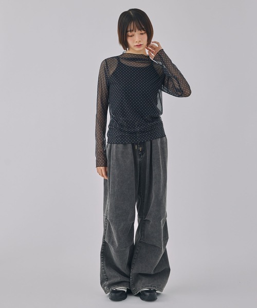 Unblend】ドット柄シアー長袖トップス Unblend│MONO-MART [モノマート